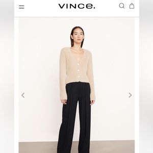 Vince Eyelash V-Neck Cardigan Camel Tan